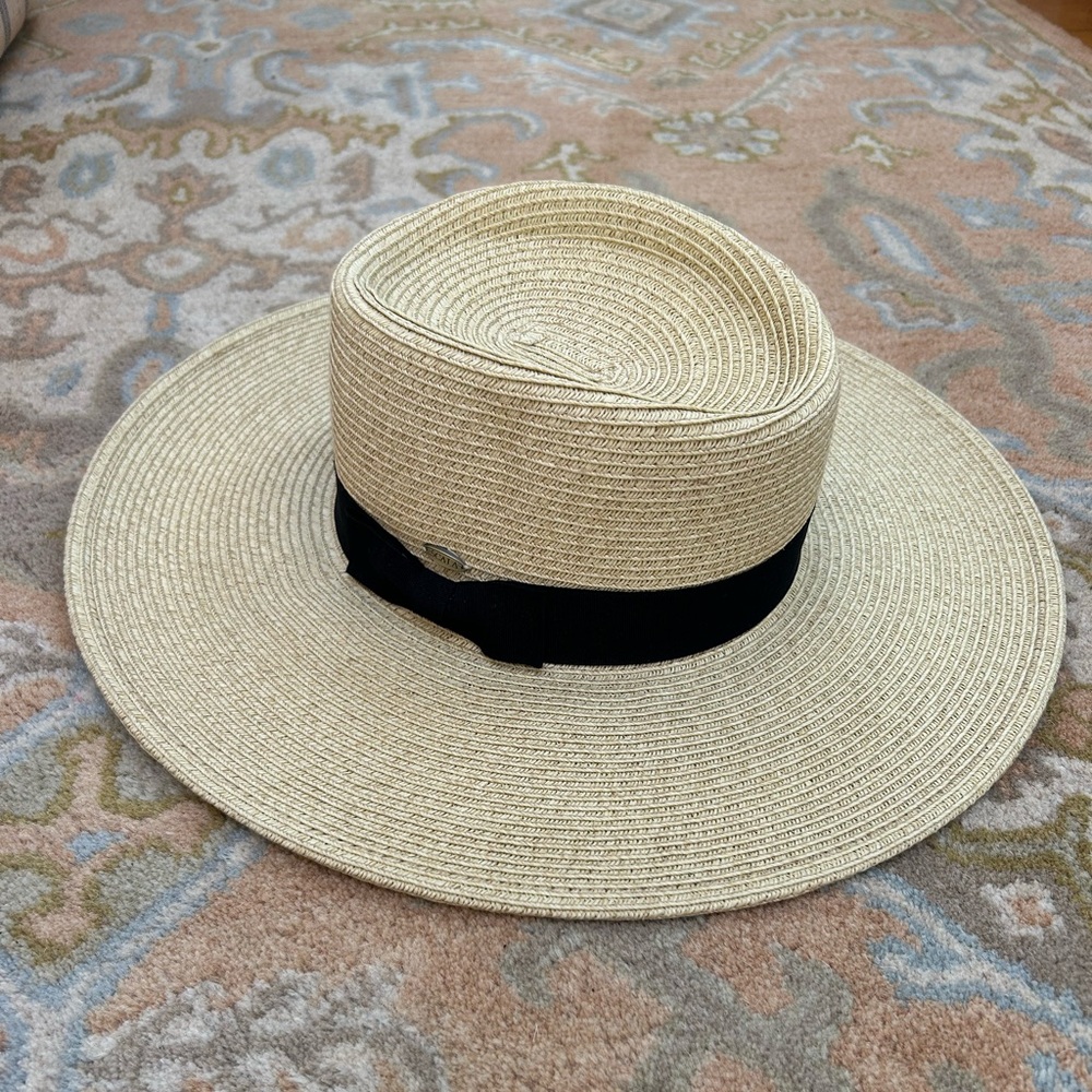 Straw Wide-Brim Hat with Black Band